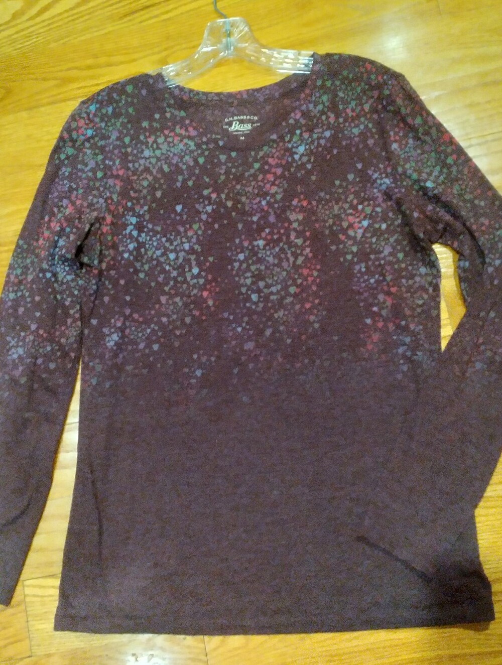 Bass  Plum Long-Sleeve Crewneck Top with Multicolor Speckle